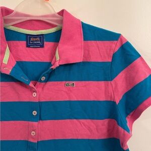 Le Tigre Kids Polo Shirt - Pink and Blue Stripes